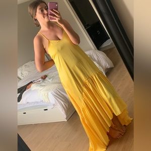 Yellow silk dress